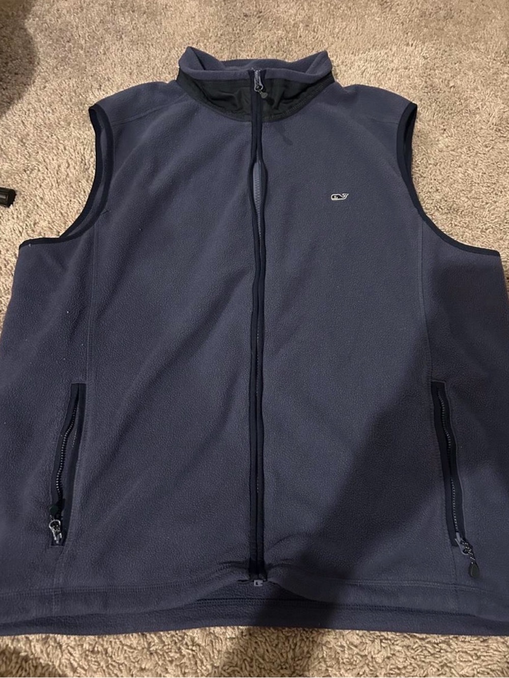 Men's Navy Fleece Vest - Vineyard